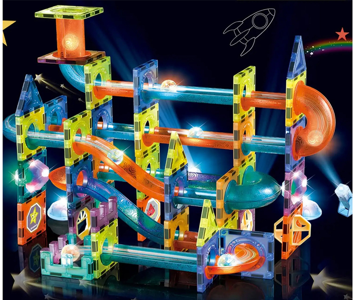 Конструктор магнітний LEAN Toys Гірка з підсвічуванням 110 деталей (5905515350938) - зображення 4
