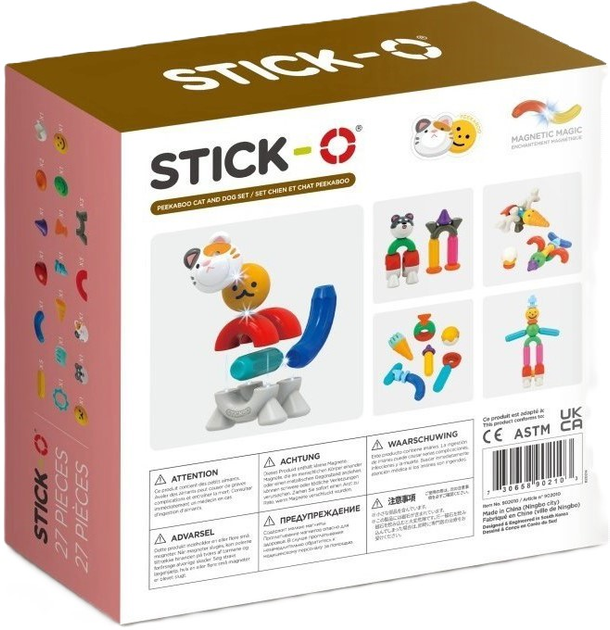 Klocki magnetyczne Magformers Stick O Peek A Boo Kot i pies 27 elementów (0730658902103) - obraz 2