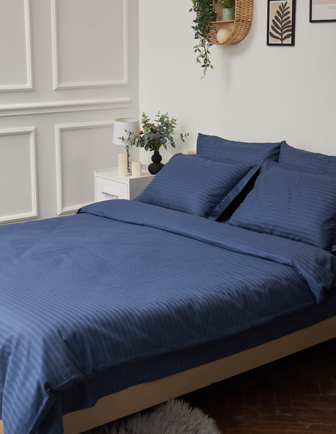 Акція на Підковдра Moon&Star Satin Stripe Delfi Blue Полуторна 143x210 см (MS-870000420) від Rozetka