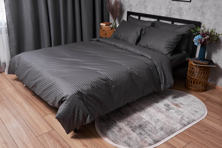 Акція на Підковдра Moon&Star Satin Stripe Stripe Black Двоспальна 175x210 см (MS-870000467) від Rozetka