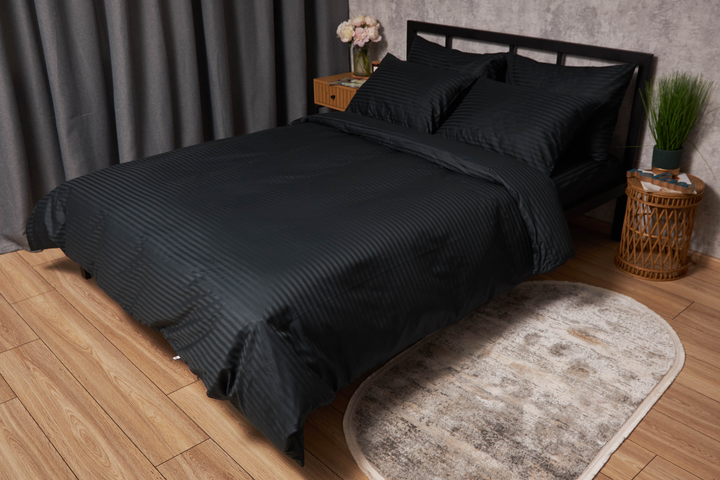 Акція на Підковдра Moon&Star Satin Stripe Midnight Luxe Полуторна 143x210 см (MS-870000470) від Rozetka