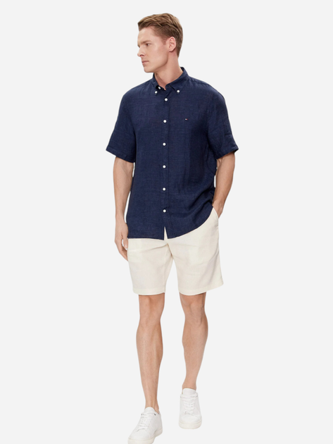 Koszula męska lniana z krótkom rękawem Tommy Hilfiger MW0MW35207-DCC M Granatowa (8720646615889) - obraz 3