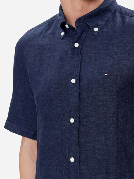 Koszula męska lniana z krótkom rękawem Tommy Hilfiger MW0MW35207-DCC XL Granatowa (8720646616107) - obraz 4