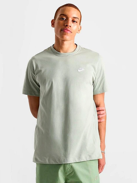 Футболка бавовняна довга чоловіча Nike M Nsw Club Tee AR4997-371 L Оливкова (197597723747) - зображення 4