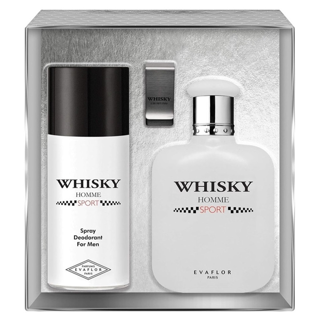 Zestaw Woda toaletowa męska Evaflor Whisky Homme Sport 100 ml + dezodorant 150ml  + klips na banknoty (3509169930656) - obraz 1