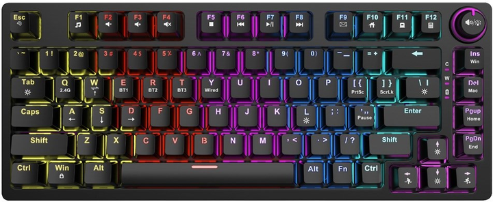 Klawiatura bezprzewodowa Savio Phenix Gateron Red Pro Wireless Black - obraz 1