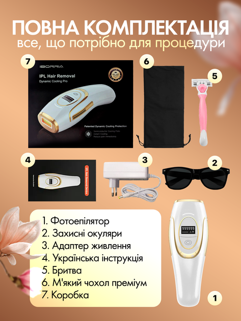 Фотоэпилятор для тела лица рук ног и зоны бикини фото эпилятор мощный безболезненный портативный домашний фотоэпиляторы IBBORIA ipl hair removal black (BR223) - изображение 8