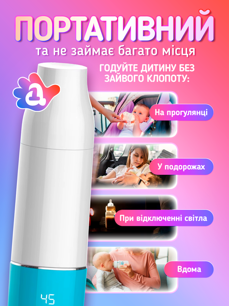Підігрівач для пляшечок нагрівач бездротовий портативний мобільний з дозатором і акумулятором підігрівачі пляшечки нагрівачі Baby 1 (pink) - зображення 6