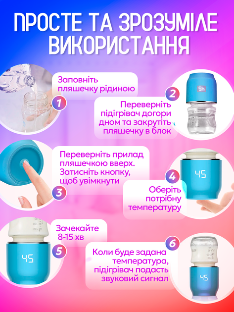 Підігрівач для пляшечок нагрівач бездротовий портативний мобільний з дозатором і акумулятором підігрівачі пляшечки нагрівачі Baby 1 (pink) - зображення 8