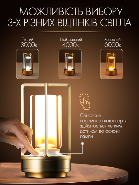Лампа ночник настольная светодиодная ночная сенсорная в спальню аккумуляторная ночной лед светильник на аккумуляторе SBTR led с регулировкой яркости черный настольные лампы ночники (KL-Black) - изображение 2