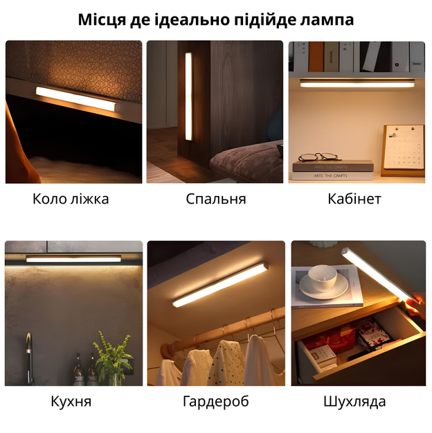 Светильникис аккумулятором и датчиком движения 6000K USB 5V набор 3шт 10см, 20см, 30смR9193 9194 9195 - изображение 8