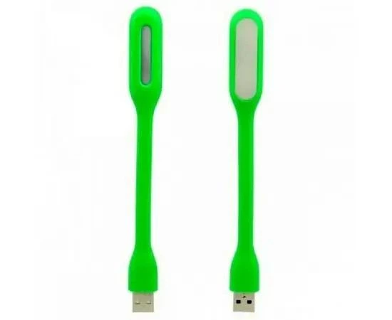 Светодиодный гибкий светильник LED ночник для повербанка компьютера ноутбука USB лампа-фонарик для чтения, Зеленый - изображение 3