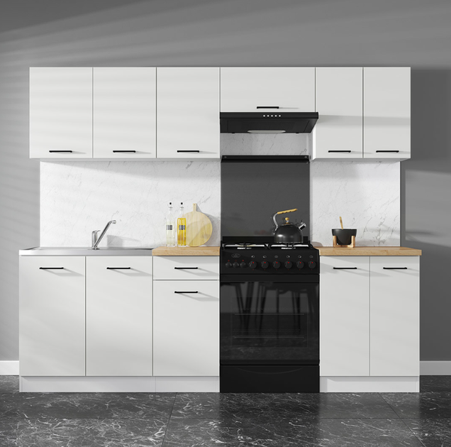 Кухонний гарнітур см зі стільницею Junona Line 240 Black Red White 240 (JUNONA_MODUL_WER_2/240_ZBL) 168707 - зображення 3
