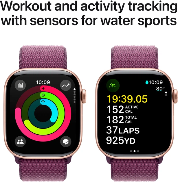 Smartwatch Apple Watch Series 10 GPS 46mm Rose Gold Aluminium Case with Plum Sport Loop (MWWV3) - obraz 4