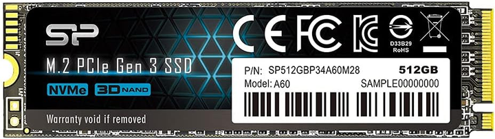 SSD диск Silicon Power P34A60 512GB M.2 2280 PCIe 3.0 x4 SLC (SP512GBP34A60M28RR) - зображення 1