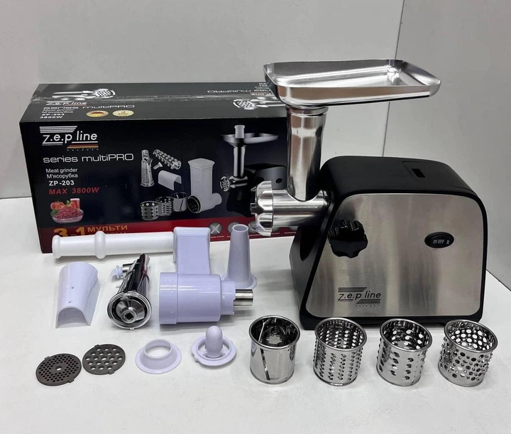 Мясорубка Zepline ZP-203 3800W 4 насадки соковыжималка и шинковка