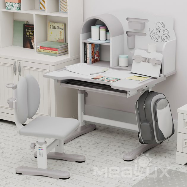 Комплект мебели стол + стульчик + полка Mealux Octo Grey (BD-33 G) - изображение 2