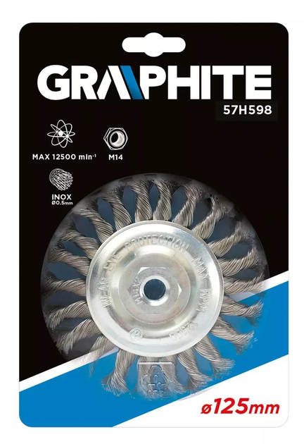 Дротяна щітка дискова Graphite 125 мм x M14 INOX 57H598 (5902062575982) - зображення 2