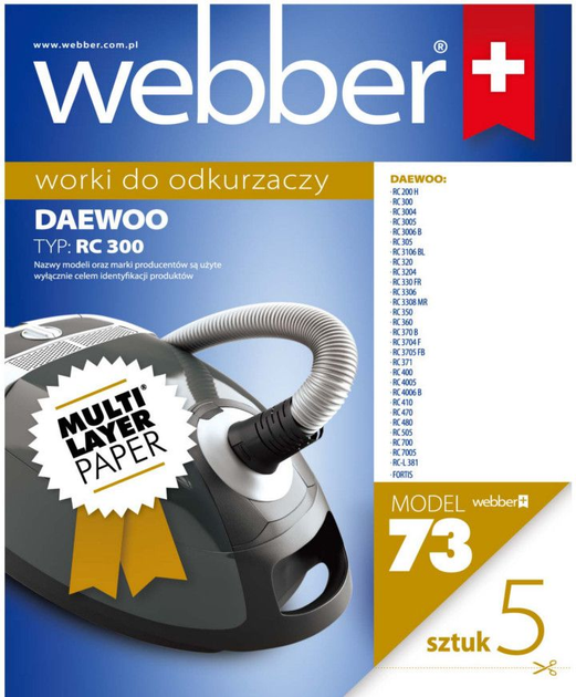 Zestaw worków do odkurzacza Webber Daewoo RC300 (02WWDRC300) - obraz 1