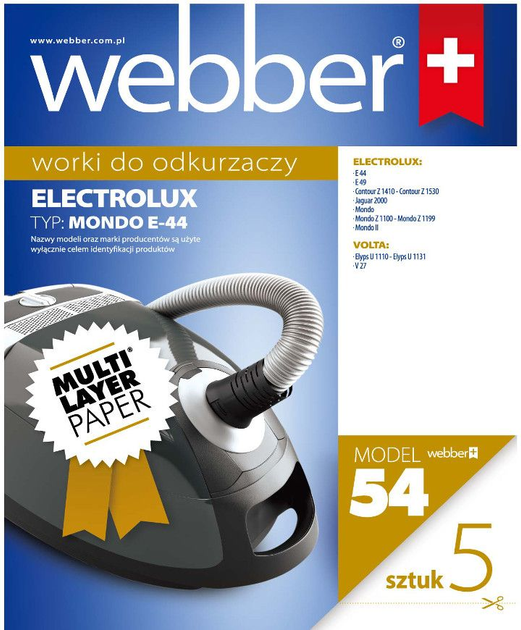 Набір мішків для пилососа Webber Electrolux Mondo E44 (02WWE44) - зображення 1