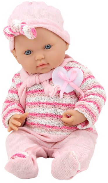 Пупс LEAN Toys у рожевому светрі в смужку 40 см (5905991009269) - зображення 4