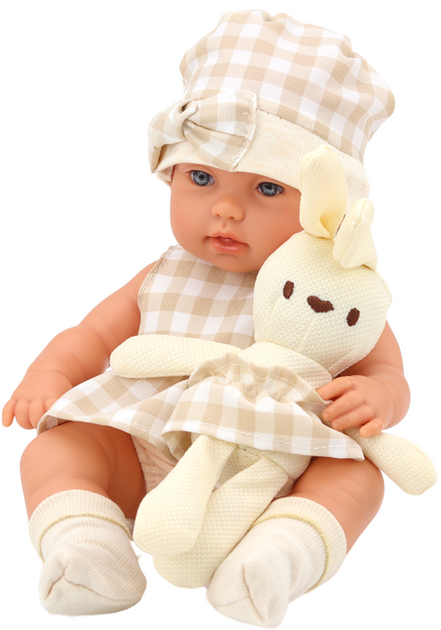 Lalka bobas LEAN Toys w nosidełku Króliczek Beżowy 30 cm (5905991009344) - obraz 3