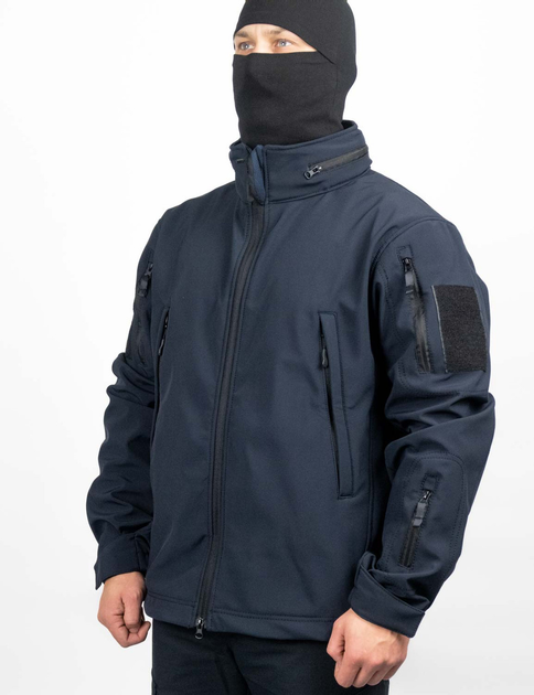 Демісезонна тактична куртка WinTac Soft Shell Stalker Dark Navy Blue M темно-синя - зображення 2