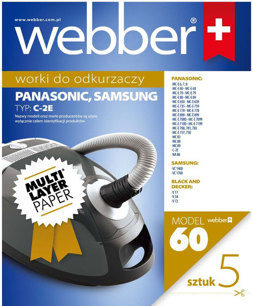 Zestaw worków do odkurzacza Webber Panasonic (02WWPC2E) - obraz 1