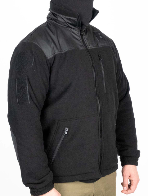 Тактична флісова кофта WinTac Sarmat black Fleece 280 гр/м 4XL чорна - зображення 2