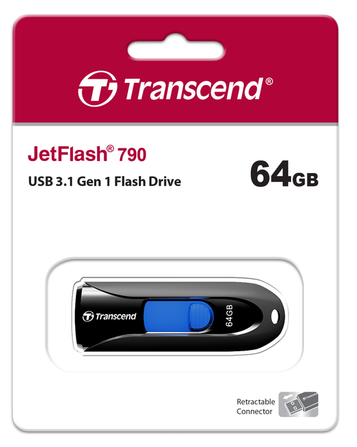 Flash Drive Transcend JetFlash 790 64GB USB 3.1 Black (TS64GJF790K) (6986648) - Фото 4 Flash Drive Transcend JetFlash 790 64GB USB 3.1 Black (TS64GJF790K) (6986648) - изображение 4