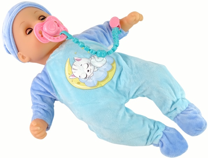 Lalka bobas LEAN Toys z dźwiękiem i akcesoriami Niebieska 38 cm (5905214972134) - obraz 6