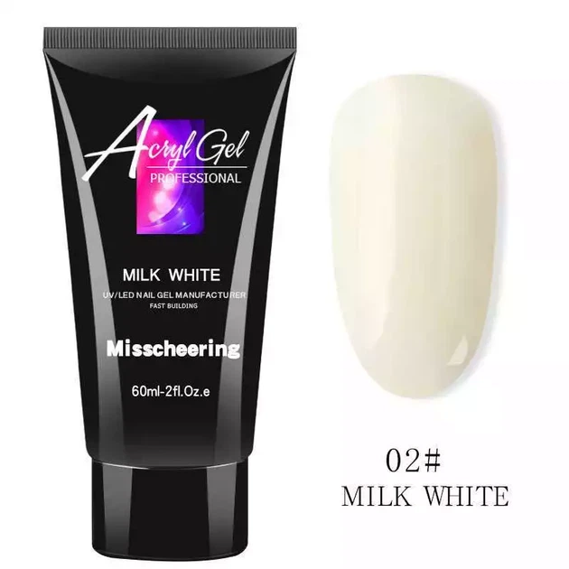 Полигель (акригель) для наращивания ногтей AcrylGel Professional №04, MILK WHITE, 60 мл - Фото 1 Полигель (акригель) для наращивания ногтей AcrylGel Professional №04, MILK WHITE, 60 мл - изображение 1