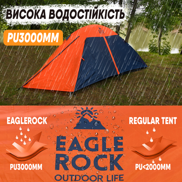 Намет двомісний надлегкий Eagle Rock двошаровий Помаранчевий (Namet2ultra) - зображення 7