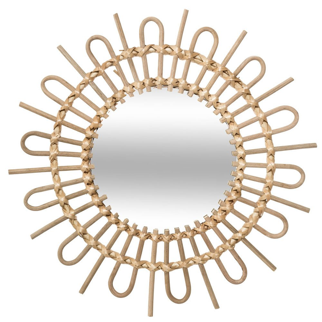 Lustro Atmosphera dekoracyjne z wikliny 50 cm Beżowe (3560238339251) - obraz 1