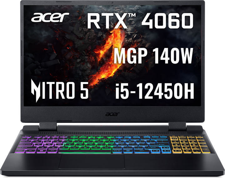 Ноутбук Acer Nitro 5 AN515-58-539L (NH.QM0EU.00D) Obsidian Black / 15.6" IPS Full HD 144 Гц / Intel Core i5-12450H / RAM 16 ГБ / SSD 512 ГБ / nVidia GeForce RTX 4060, 8 ГБ - изображение 2