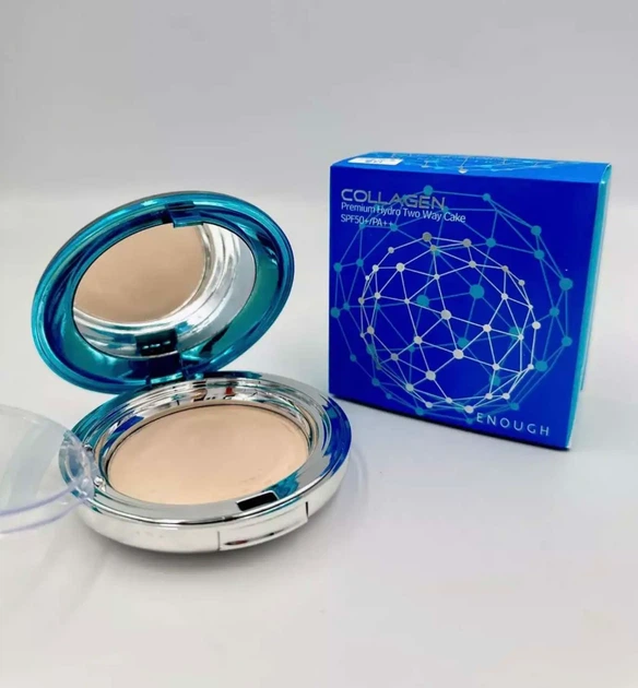 Коллагеновая пудра Enough Collagen Hydro Moisture Two Way Cake SPF 50 со сменным блоком 13 light beige 24 г (2000962946420) - изображение 3