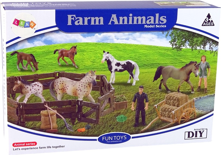 Ігровий набір Leantoys Farm Animals Дерев'яна ферма коней з аксесуарами (5905214971977) - зображення 1