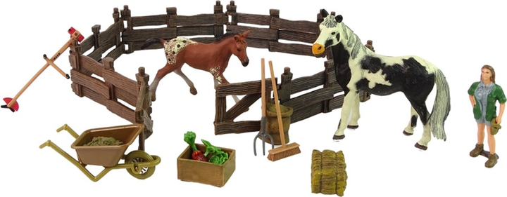 Ігровий набір LEAN Toys Farm Animals Дерев'яна ферма коней з аксесуарами (5905214971977) - зображення 3