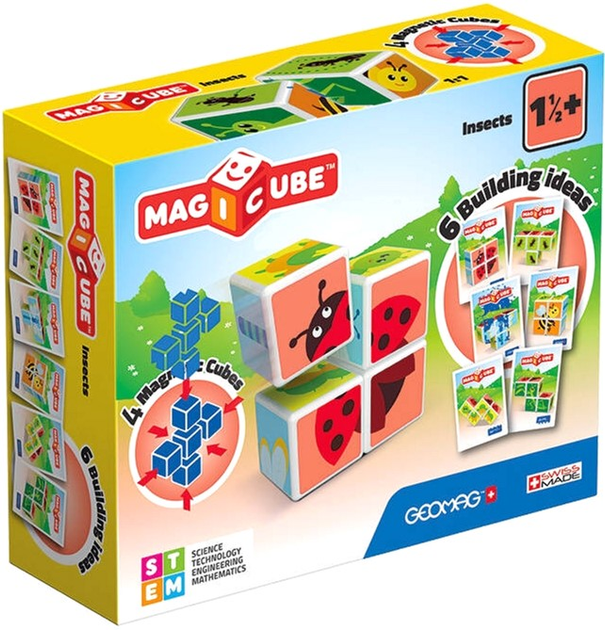 Zestaw edukacyjny Geomag Magicube Owady Magnetyczne kostki + Karty (0871772001218) - obraz 1