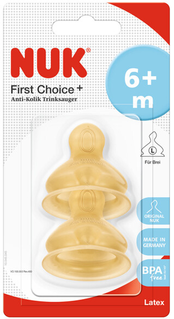 Соска з латексу Nuk First Choice Plus з отвором L розмір 2 (4008600208983) - зображення 1