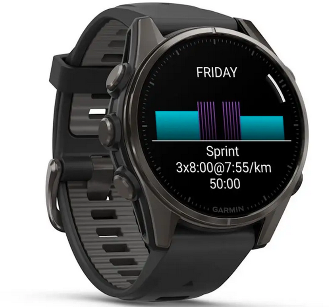 Смарт-часы Garmin Fenix 8 43 mm AMOLED Sapphire, Carbon grey DLC titanium with Black/pebble grey silicone band (010-02903-21) - изображение 2