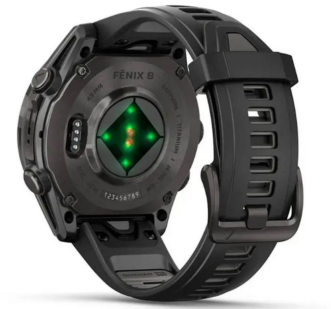 Смарт-часы Garmin Fenix 8 43 mm AMOLED Sapphire, Carbon grey DLC titanium with Black/pebble grey silicone band (010-02903-21) - изображение 6