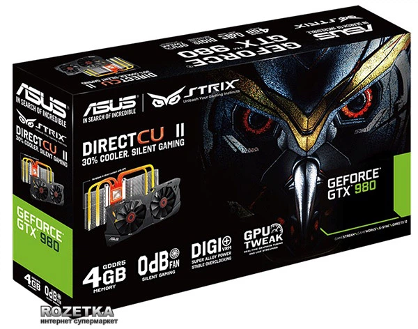 Видеокарта Asus PCI-Ex GeForce GTX 980 Strix 4GB GDDR5 (256bit