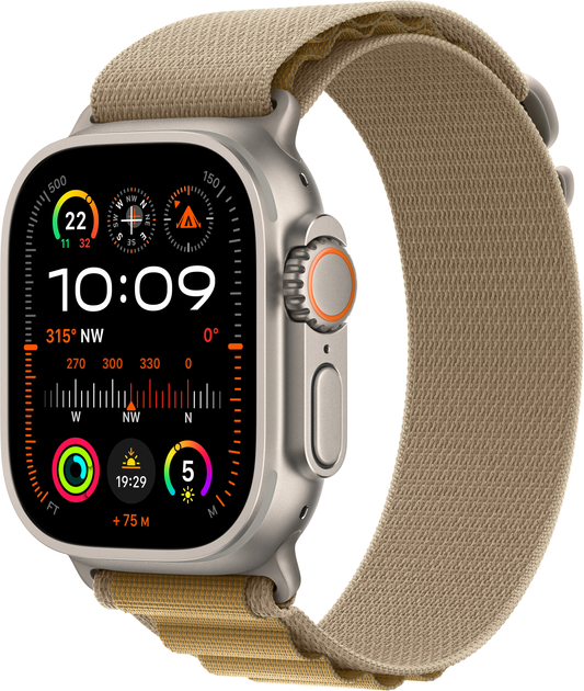 Smartwatch Apple Watch Ultra 2 (2024) GPS + Cellular 49mm Natural Titanium Case with Tan Alpine Loop - Small (MX4E3) - obraz 1