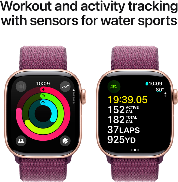 Smartwatch Apple Watch Series 10 GPS 42mm Rose Gold Aluminium Case with Plum Sport Loop (MWWK3) - obraz 4