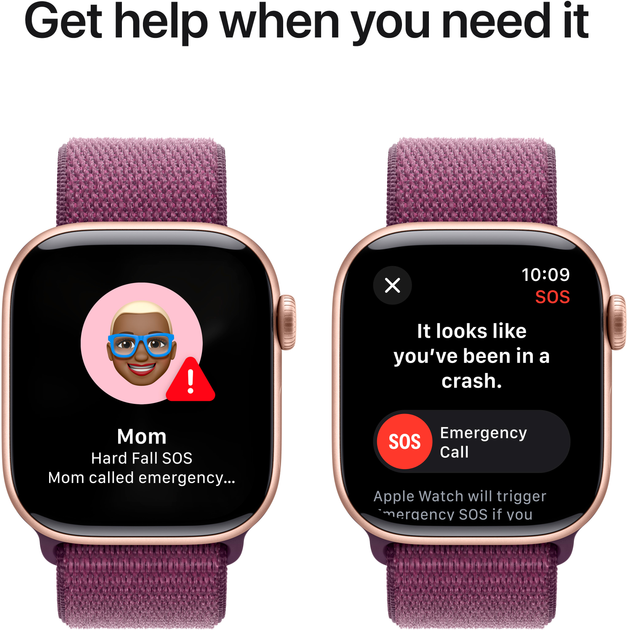Smartwatch Apple Watch Series 10 GPS 42mm Rose Gold Aluminium Case with Plum Sport Loop (MWWK3) - obraz 6