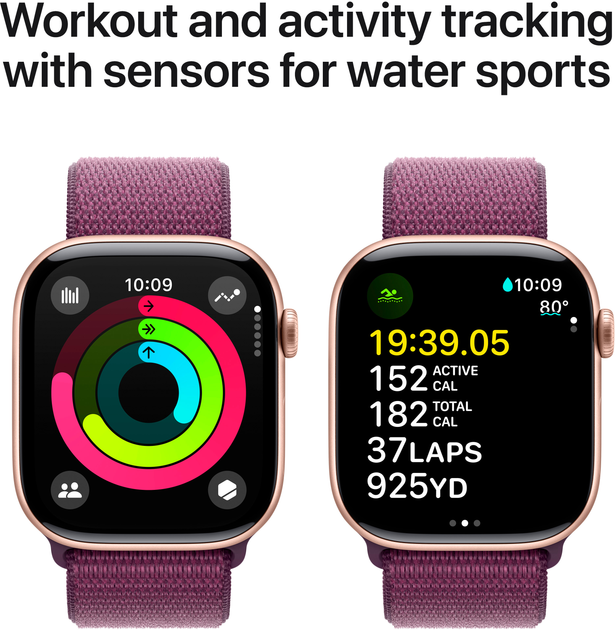 Smartwatch Apple Watch Series 10 GPS 46mm Rose Gold Aluminium Case with Plum Sport Loop (MWWV3) - obraz 4