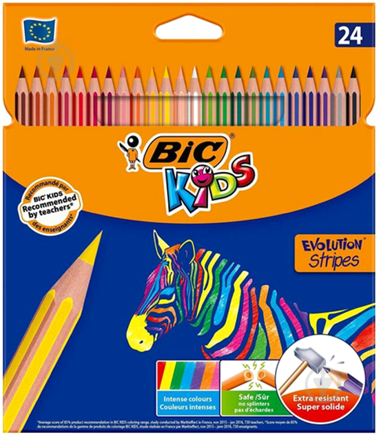 Олівці кольорові BIC Evolution Stripes 24 кольори (3086123499133) - зображення 1