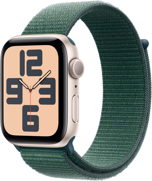 Смарт-годинник Apple Watch SE (2024) GPS 44mm Starlight Aluminium Case with Lake Green Sport Loop (MXEW3) - зображення 1