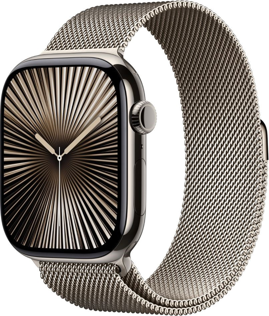 Smartwatch Apple Watch Series 10 GPS + Cellular 46mm Natural Titanium Case with Natural Milanese Loop - S/M (MC7Q4) - obraz 1